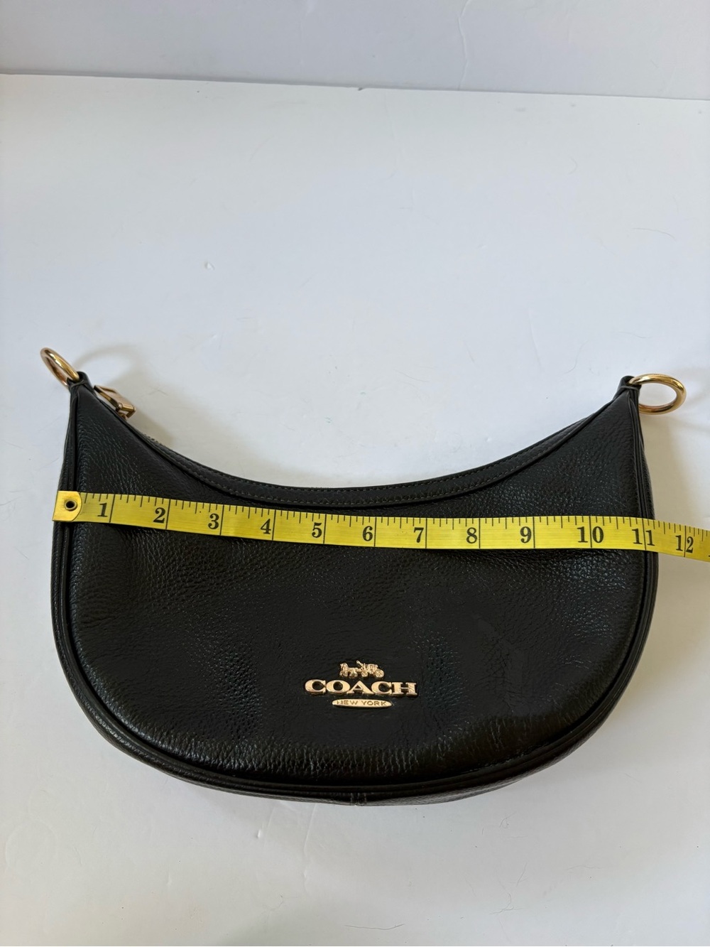 COACH Aria CO996 Leather Crossbody Bag Black Half Moon Academia Flaw Career - Picture 11 of 13
